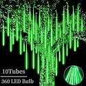 Roytong High Brightness 10 Tube 12 Inch 360 LED Meteor Shower Rain Lights Cascading Falling Rain Outdoor Light for Christmas Halloween Tree Raindrop