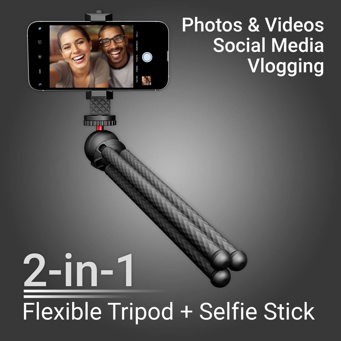 Xenvo SquidGrip Flexible Cell Phone Tripod and Portable Action Camera Holder - Compatible with iPhone, GoPro, Android, Samsung, Google Pixel and All
