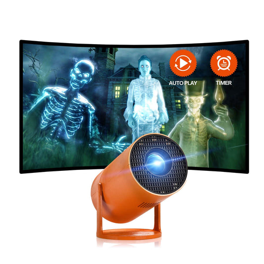 AAXA HP Halloween Projector (2025 Upgraded) for Haunted Windows, Auto-Start, Holographic Projections, Short Throw, HD 1080P, Portable Projector with 8