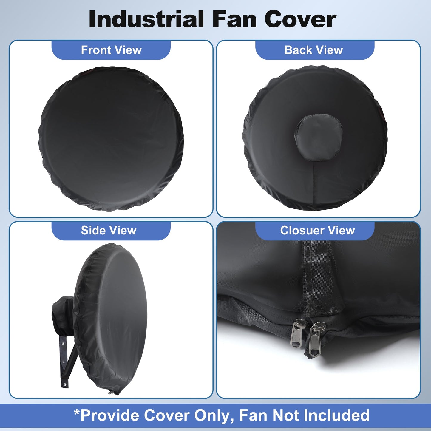 LCVZTECH Industrial Fan Cover, Waterproof & Dustproof, 600D Oxford Heavy Duty Fan Cover with Silver Heat-Reflective Lining, Upgraded Sealed Zipper