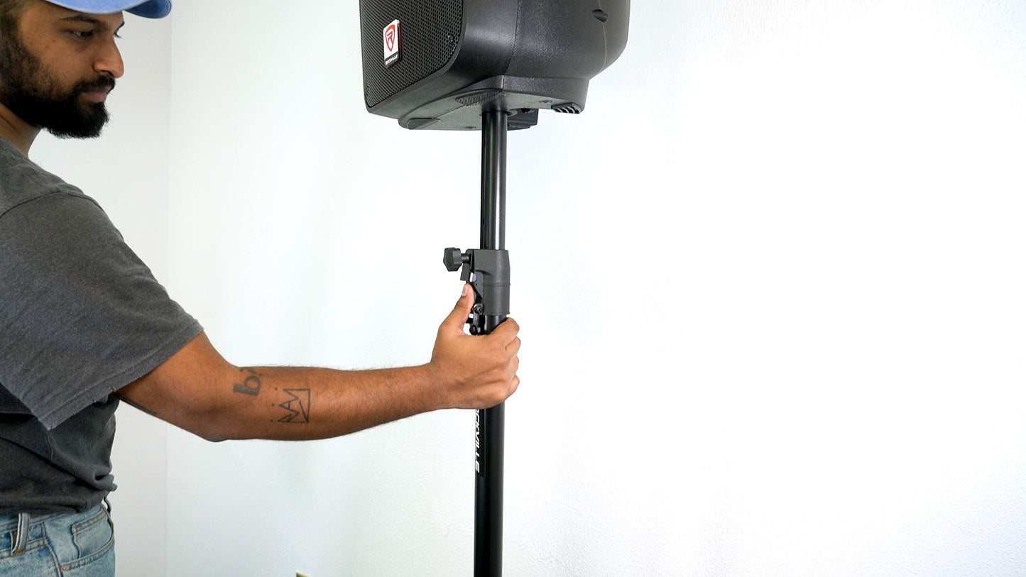 Rockville GASPOLE-B M20 Threaded Air Assist Subwoofer-Speaker Pole Mount Stand, 33.5"-55" Adjustable Height, 140 Lb Capacity, 35mm Diameter, for DJs