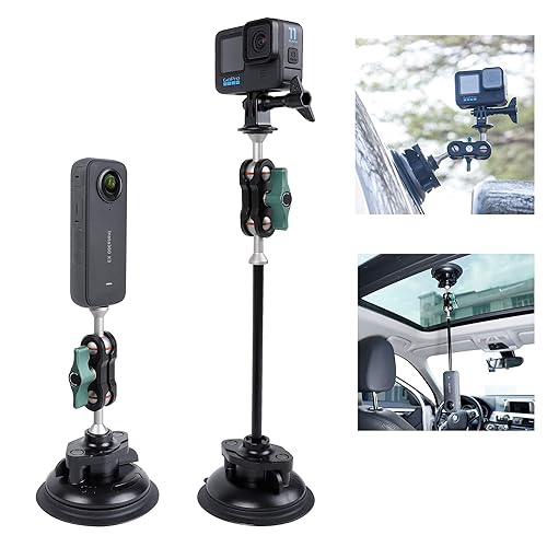 PellKing Camera Suction Cup Mount with Phone Holder and Action Camera Adapter Accessories for Insta360 X5,X4 X3, ONE X2, ONE RS, GoPro Hero 13 12 11