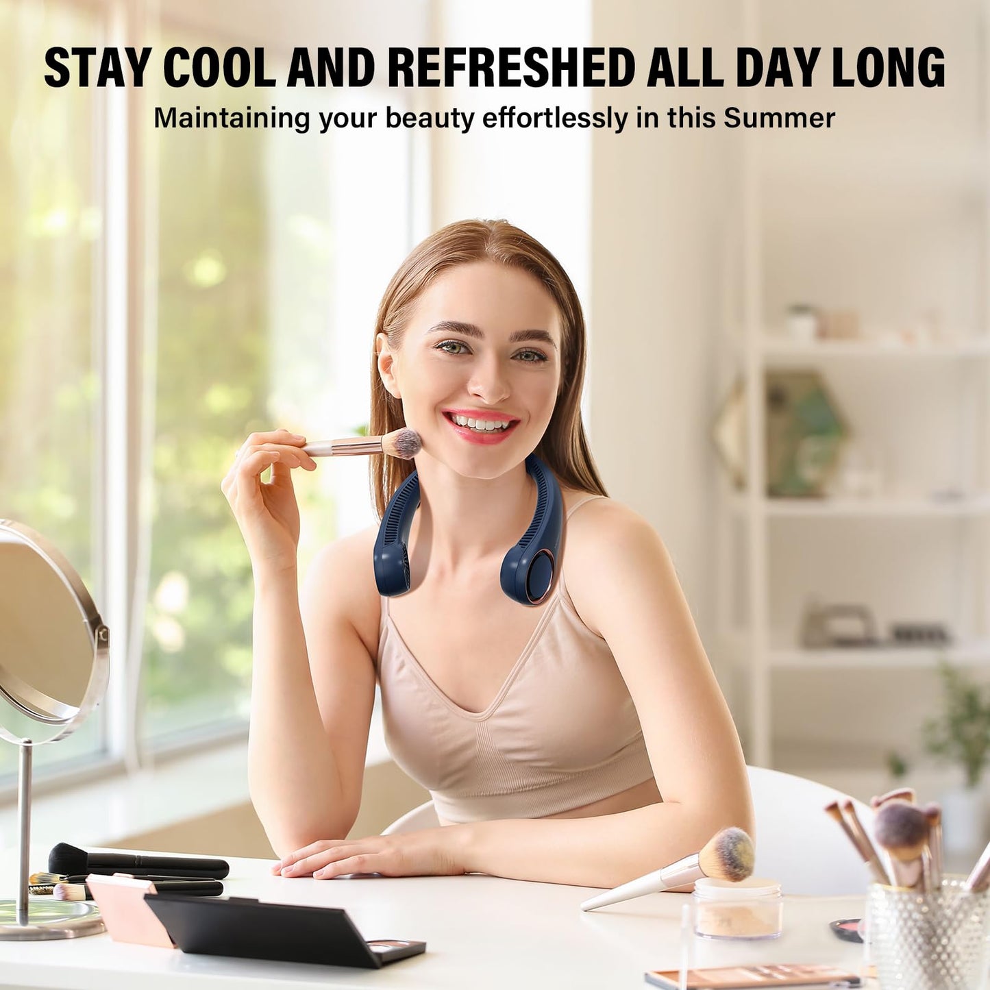 Morelax Neck Fan, USB Rechargeable Personal Fan,Hand Free Bladeless Portable Fans,4000 mAh, 3 Speeds,72 Air Faster softer 360° Cooling, Ultra