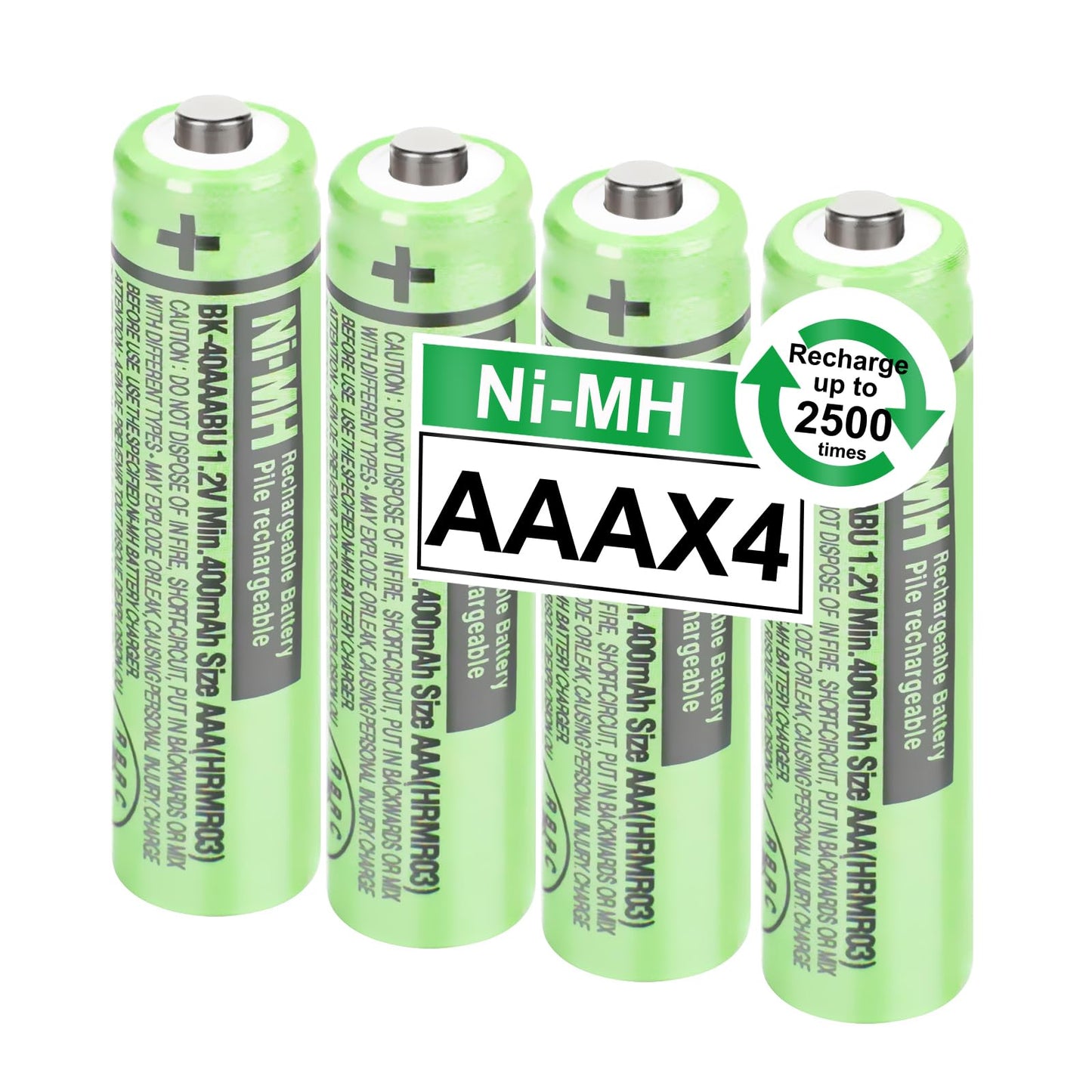 OSIM 4Pack BK-40AAABU Ni-MH AAA Rechargeable Batteries 400mah AAA Ni-MH Rechargeable Batteries 1.2V for Panasonic Cordless Phones, Remote Controls
