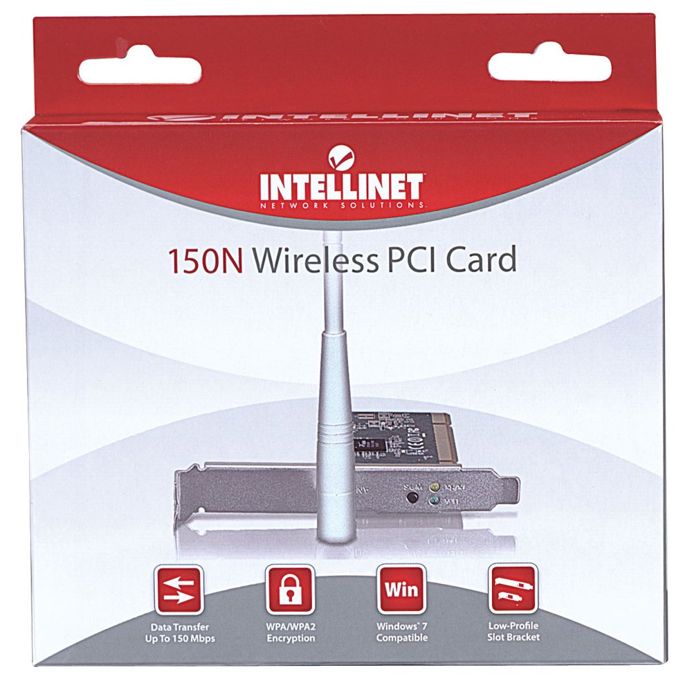 INTELLINET Wireless 150N PCI Card with 3dBi Detachable Dipole Antenna (524810)