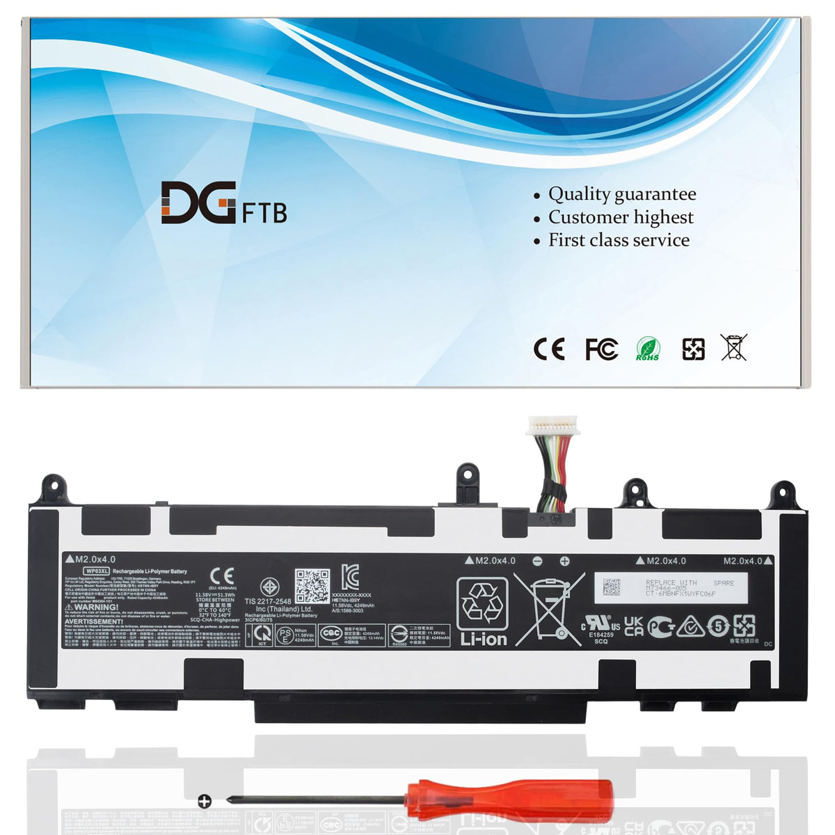 DGFTB WP03XL Laptop Battery for HP EliteBook 830 835 840 845 860 865 G9 G10 EliteBook x360 1040 G9 G10 Series L78555-005 HSTNN-LB8W HSTNN-OB2J