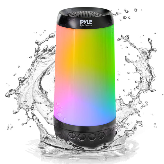 PyleUsa Floating Pool Speaker w/Lights Show, Waterproof Bluetooth Speaker, IP68, Crystal Clear Sound Quality, Surround Stereo Sound, Wireless 50 ft