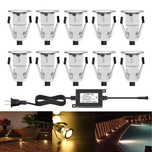 QACA LED Deck Lights, 0.7" Tiny Deck Driveway Light Dock Path Step Road Light Warm White IP67 Waterproof Outdoor and Indoor Decoration Security