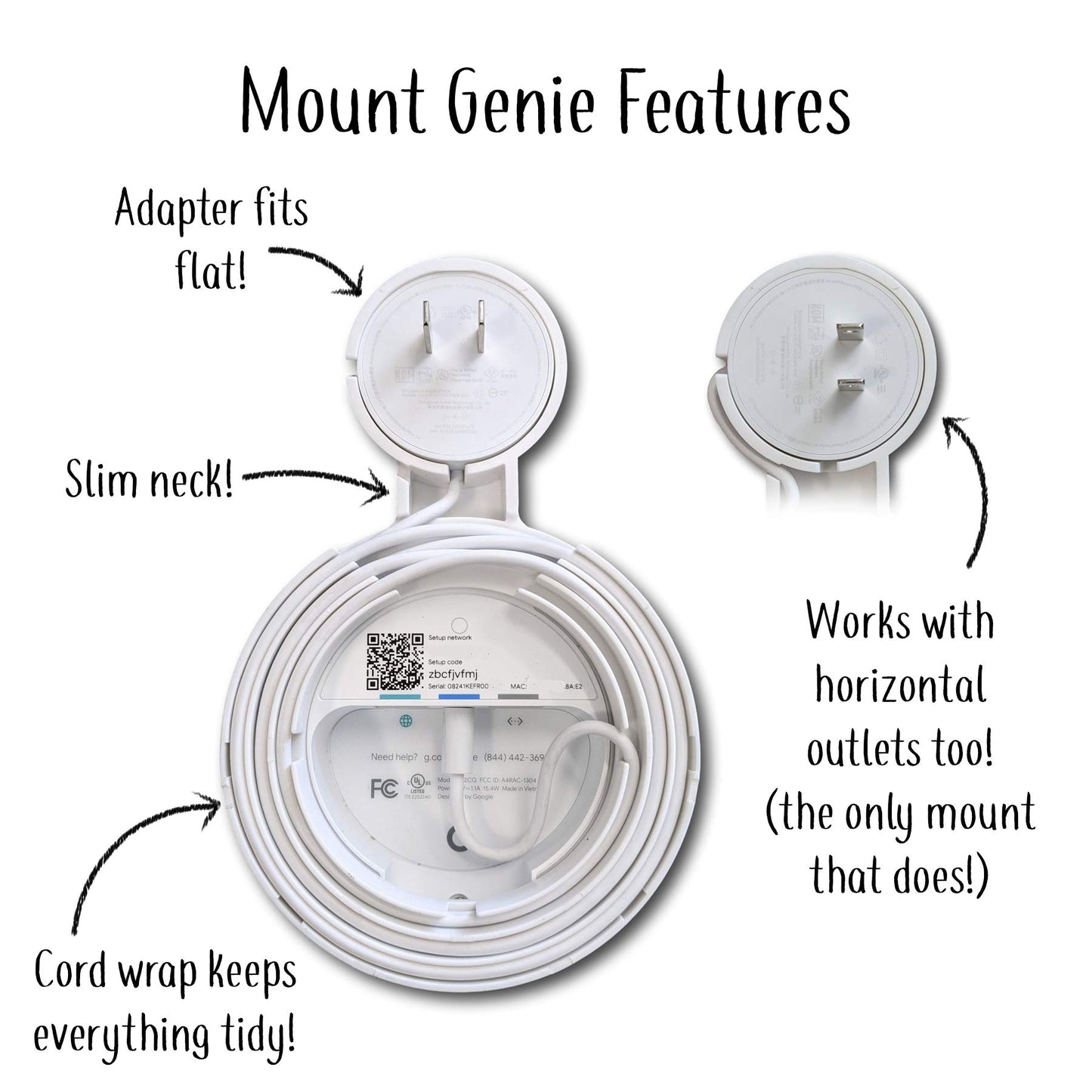Google WiFi Outlet Holder Mount: [NEW 2020 - Present Version - Round Plug] The Simplest Wall Mount Holder Stand Bracket for Google WiFi Routers and
