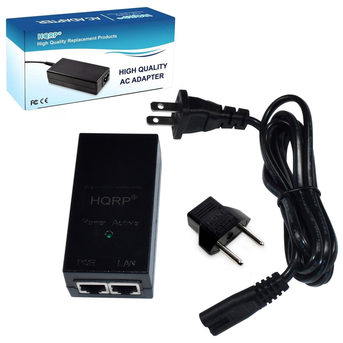 HQRP 48V PoE Injector Adapter Power Supply 10/100Mbps IEEE 802.3af for Cisco, Polycom, Aastra, TP-Link TL-POE150S, TRENnet TPE-113GI, Axis, EnGenius