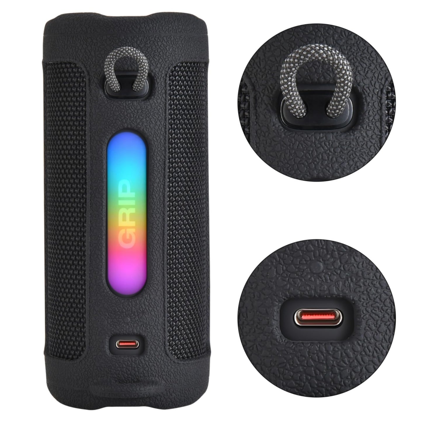 Ferbao Silicone Case for JBL Grip,Protective Case Cover for JBL Grip,with Shoulder Strap (Black)