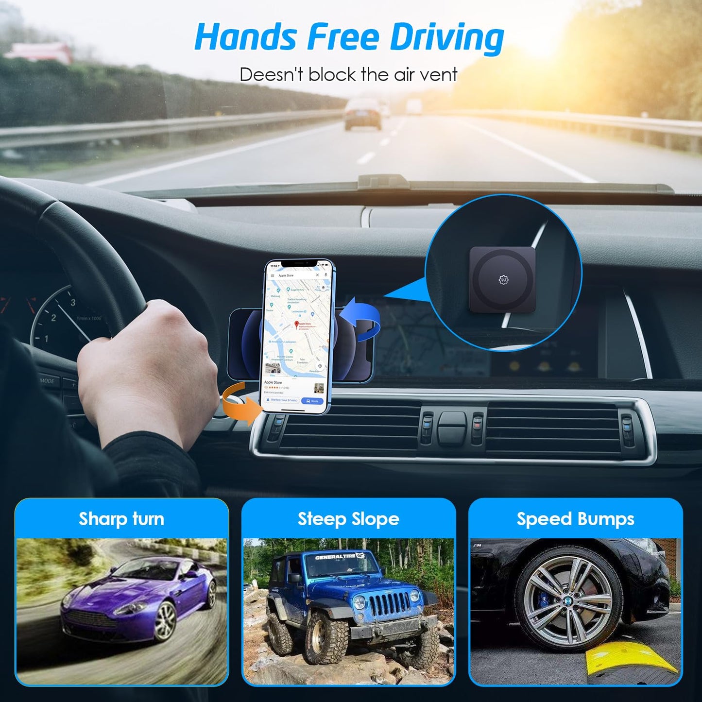 WixGear for MagSafe Car Mount, Phone Holders for Your Car & Magnetic Phone Holder for Car, Stick-On Design for Dashboard, Wall, Gym & Office