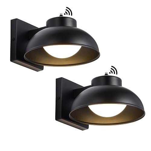 SendaLife Black Exterior Light Fixtures, 2 Pack Dusk to Dawn LED Outdoor Wall Lights, 12W Integrated 3000K Farmhouse Barn Sconce, Waterproof LED Porch