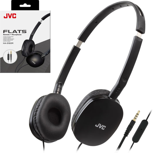 JVC Flats On-Ear Wired Headphones with Mic - Flat Foldable Design - 30mm- Neodymium Driver for Powerful Sound - Soft Ear-Pads for Comfort…