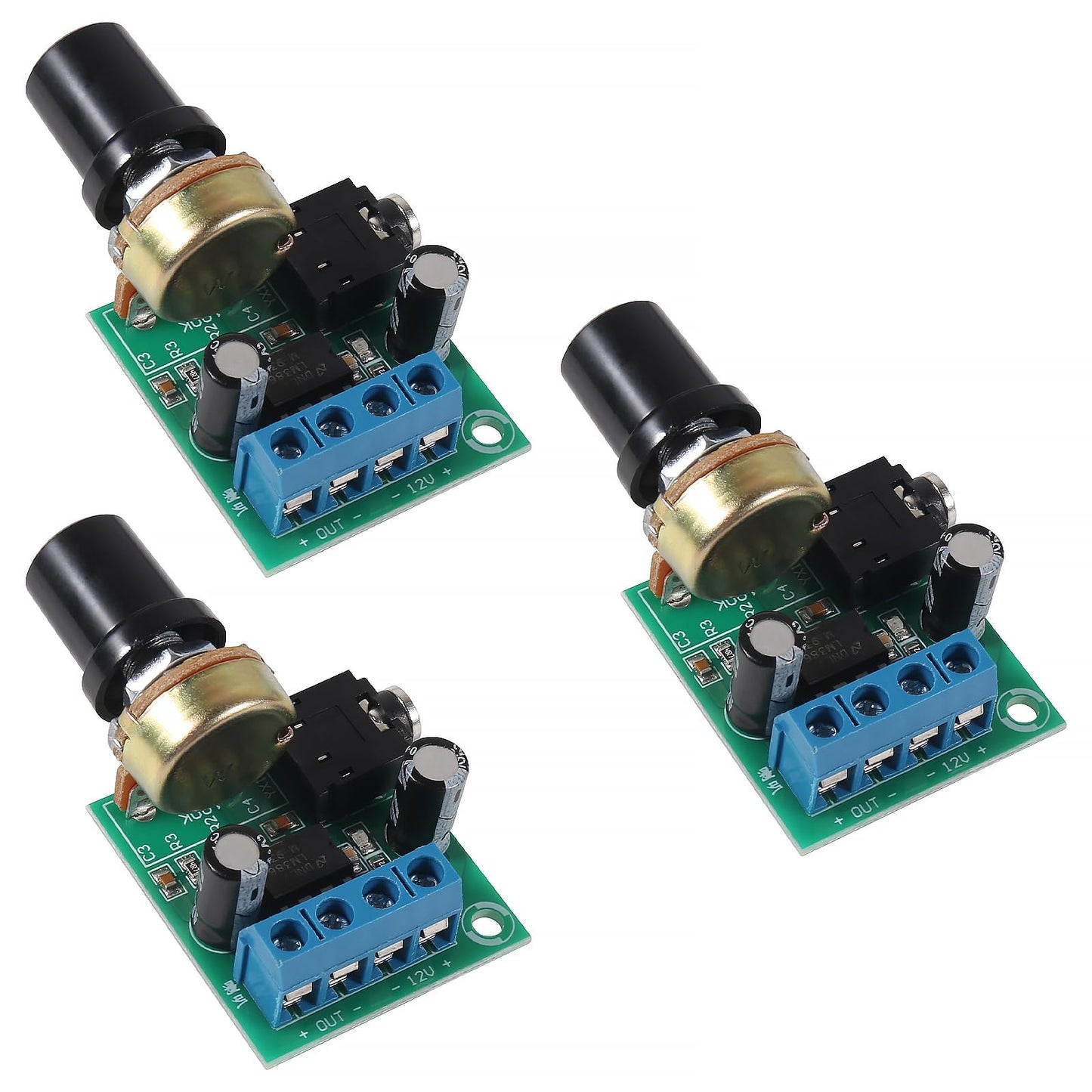 3pcs LM386 Mini Audio Amplifier Board DC 3-12V Volume Adjustable Control LM386 Audio Power Amplifier Module Support 0.5W-10W Speakers(Pack of 3)