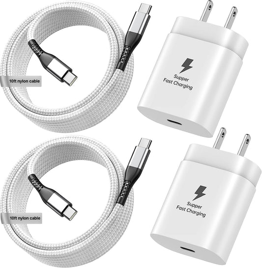 Dayaoncy 30 Watt USB C for iPhone 15 Charger Fast Charging, 30W USB C Fast Charger Type C Wall Charger Block & 10FT Nylon USB C to USB C Charging