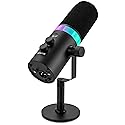 Pyle Dynamic Microphone, Dual Input USB/XLR Podcast Recording, PC Streaming Studio Mic with RGB Light, Mute Button, Desktop Stand, Headphone Jack, &