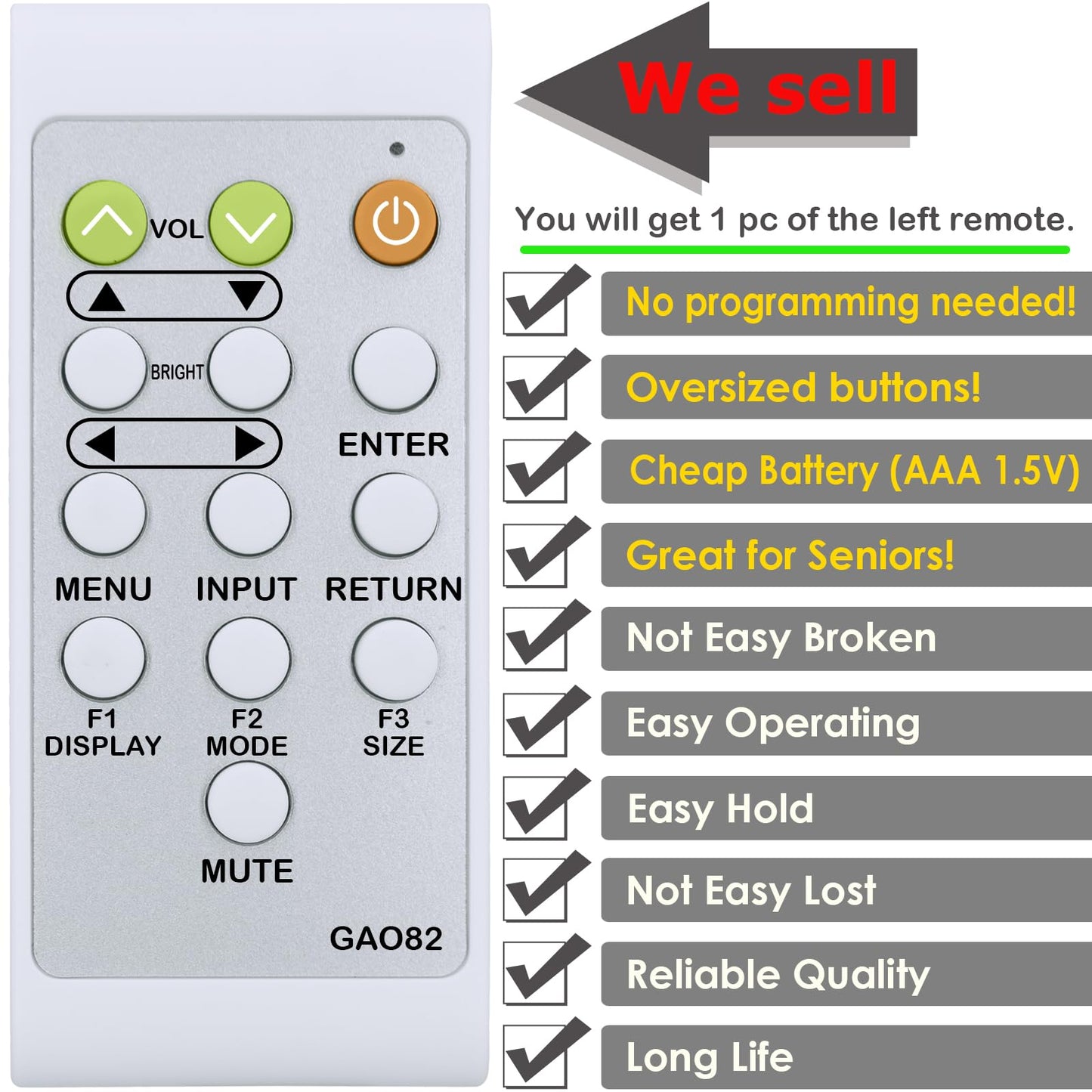 Replacement Remote Control for Sharp Display LCD Monitor PN-70TB3 PN-60TB3 PN-525U PN-525E PN-465U PN-465E PN-455 PN-455RU PN-L703B PN-L603B PN-E802