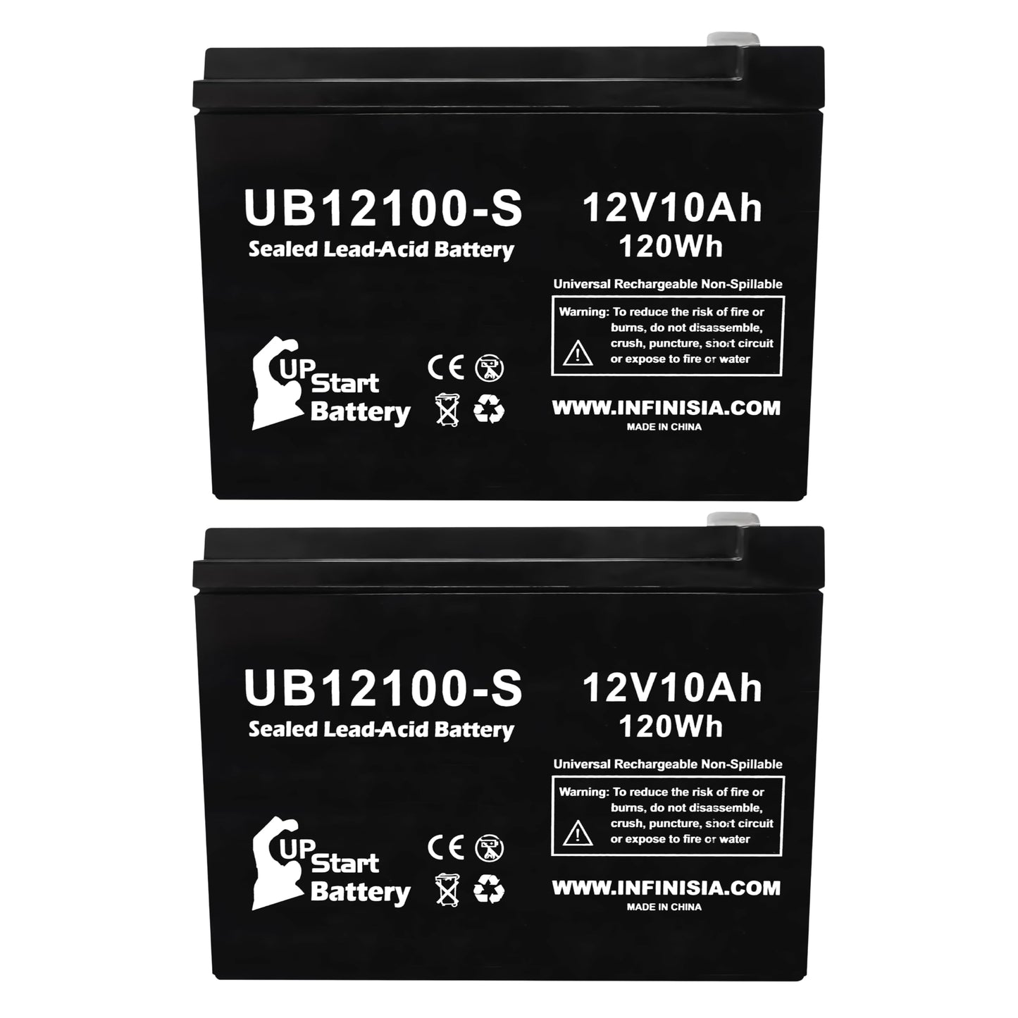 2 Pack 12V 10Ah Replacement for S500 Battery - 24V 10AH UB12100-S Scooter Battery for Stealth 1000, ST1000, S350, S400, S600, S180 SLA Sealed Lead…