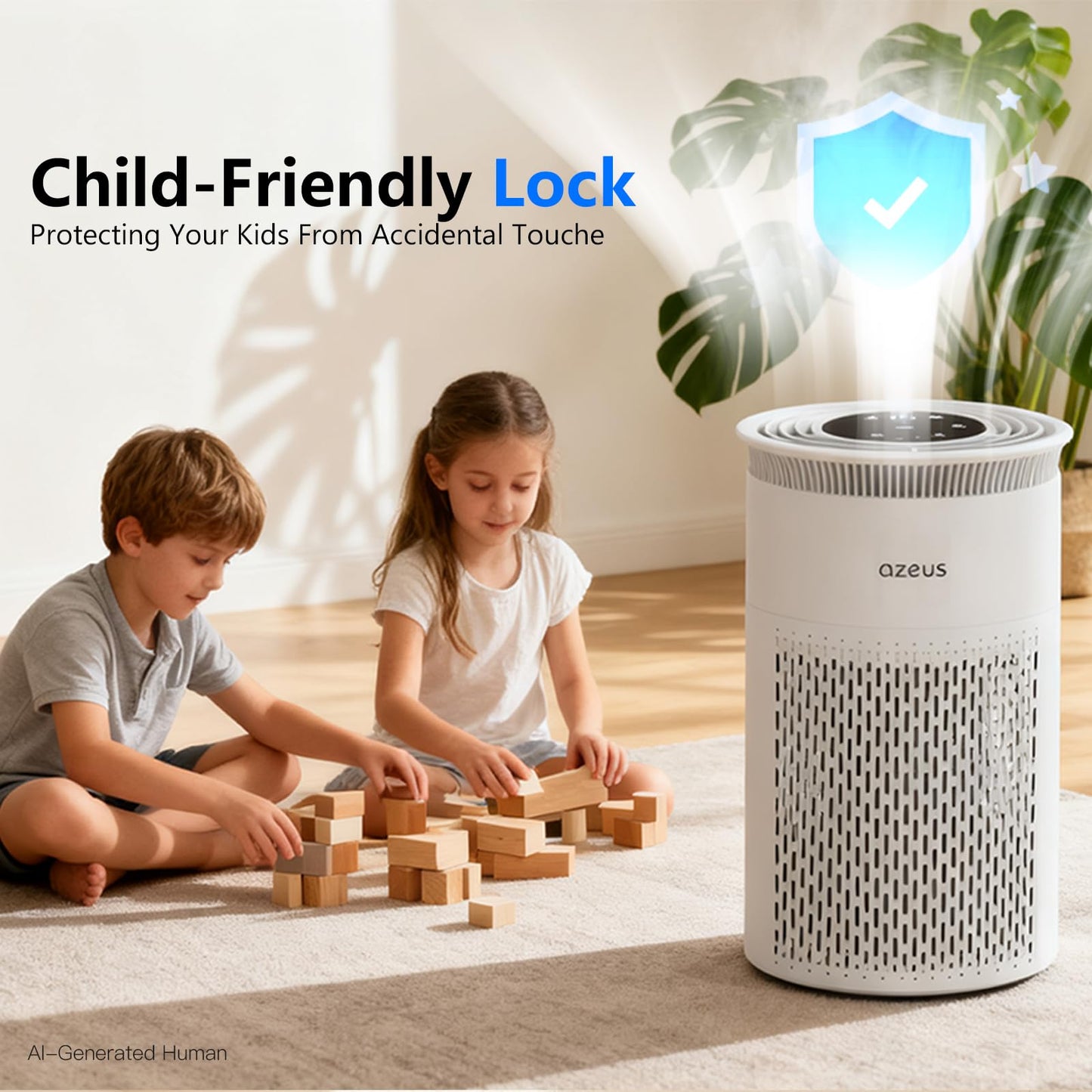 AZEUS Air Purifier C8 for Home Bedroom Office, HEPA Filter Air Cleaner with Activated Carbon, Captures Dust Pet Dander Smoke Odors, Medium Room Air