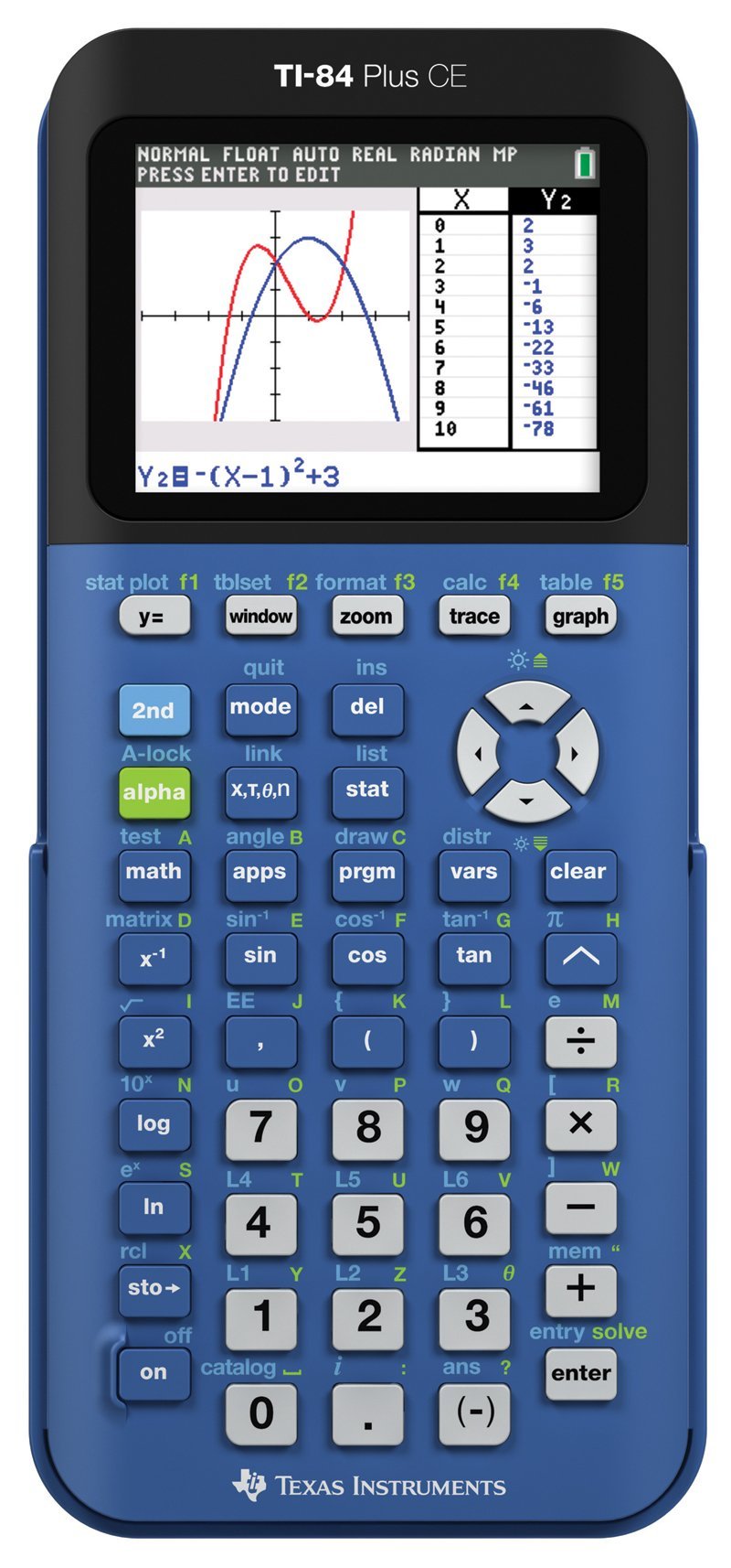 Texas Instruments TI-84 Plus CE Blueberry Graphing Calculator (Renewed)