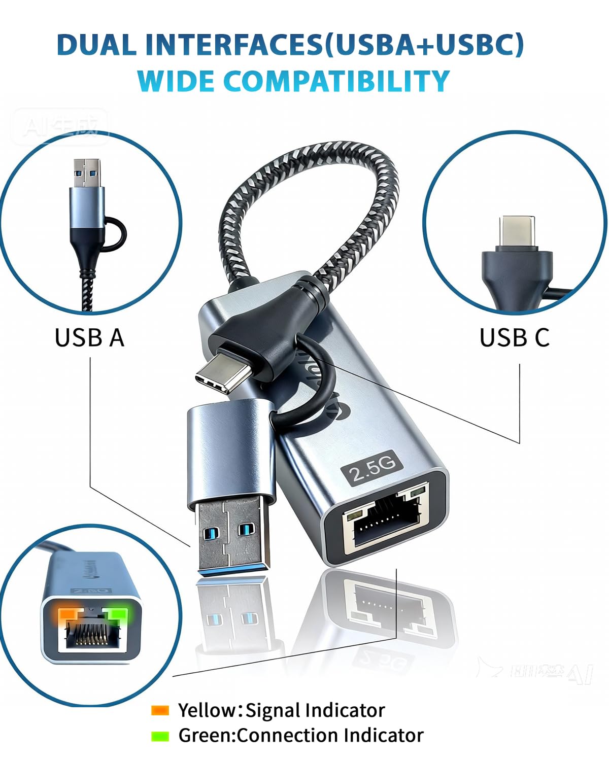 USB A/C to Ethernet Adapter,Ethernet to USB,USBA to RJ45 for Nintendo Switch 2 ,Gigabit Ethernet Adapter, LAN Network for Laptop