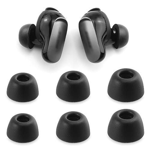 NANLANFAN Replacement Foam Ear Tips for Bose QuietComfort Ultra Bluetooth Earbuds, Ultimate Comfort, 3 Pairs (Black, Assorted S/M/L)