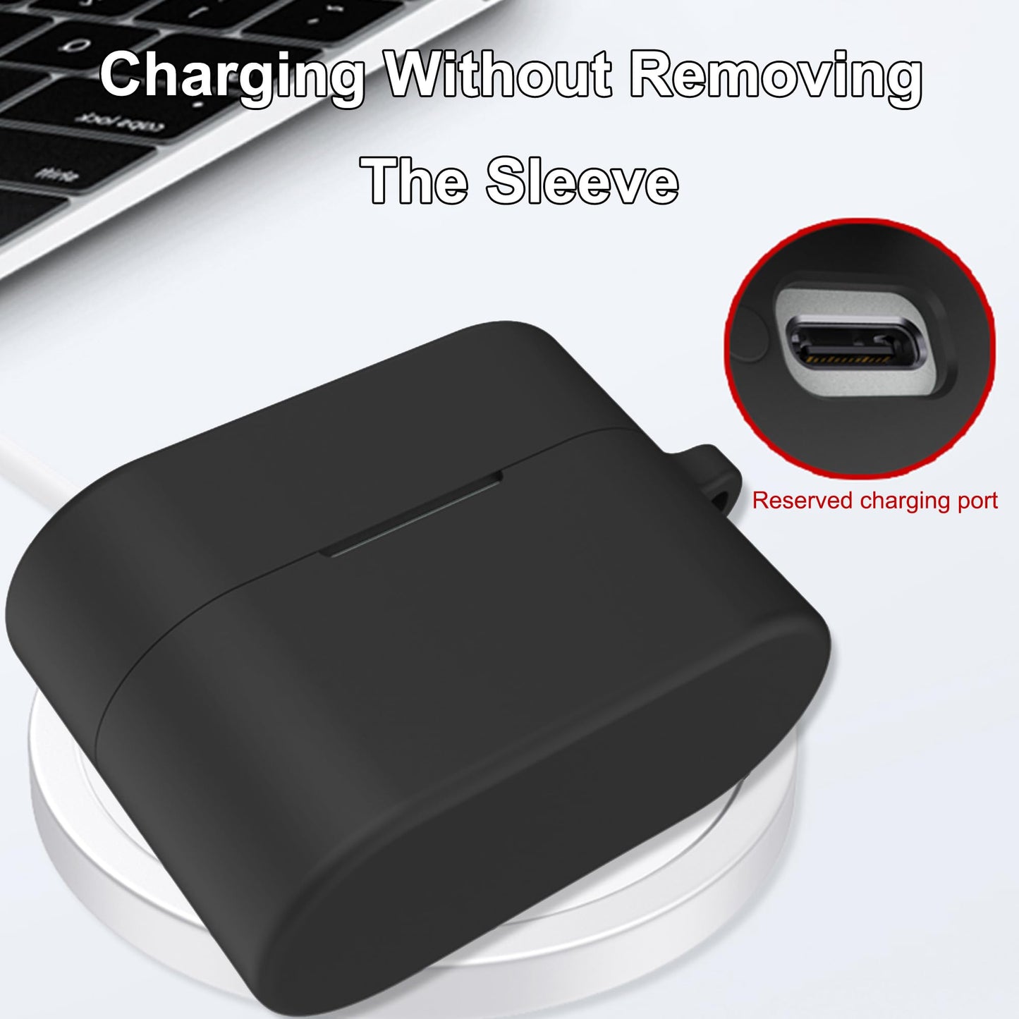 Compatible with Sony WF-1000XM6 Case Cover,Shock-Proof,Premium Silicone with Silver Ring Buckle Cleaning Accessories-Black