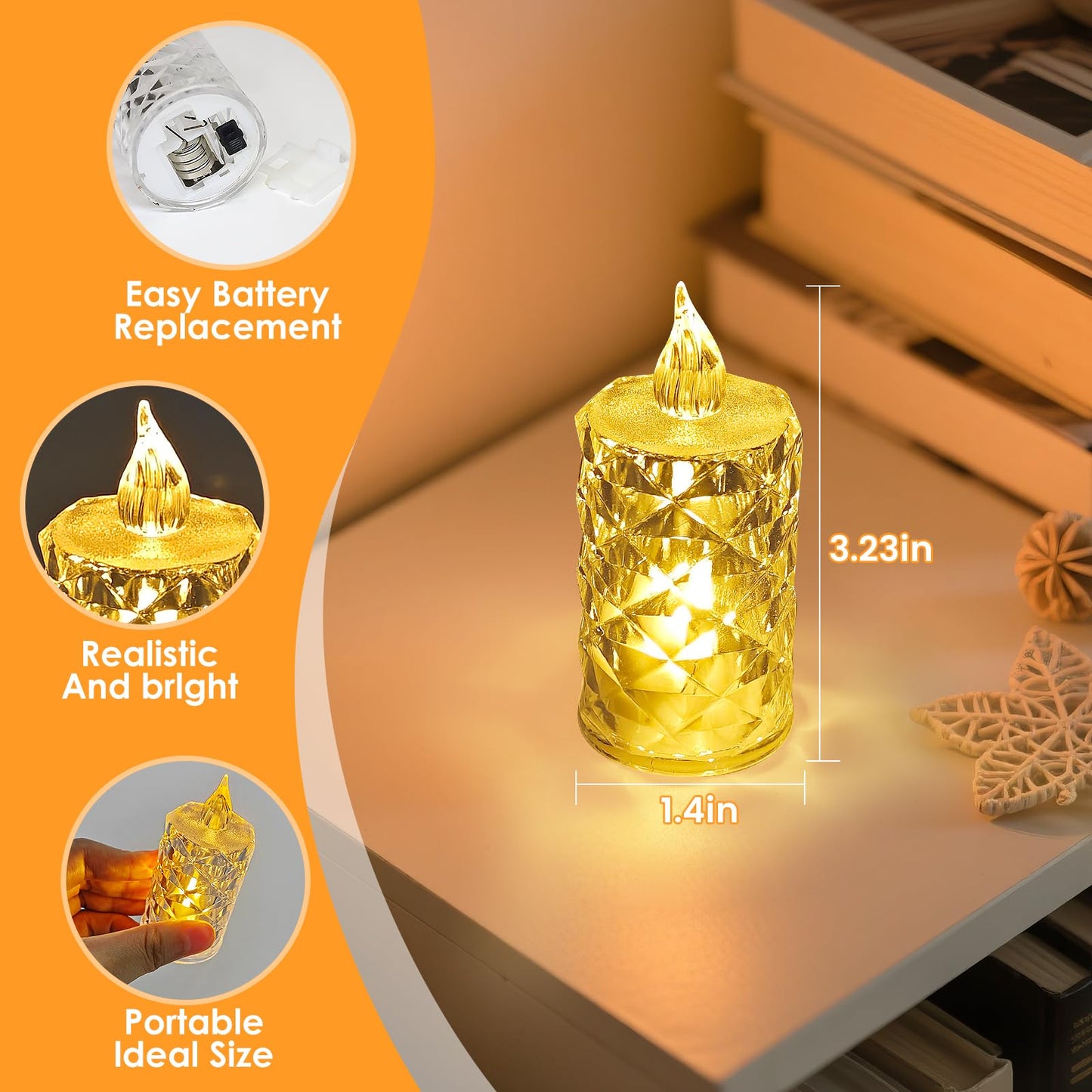 Aloelcap 24pcs Flashing Battery Powered LED Votive Tea Candles, Realistic Electronic Fake Candles for Birthday Gifts for Women Mom Grandma Mother's
