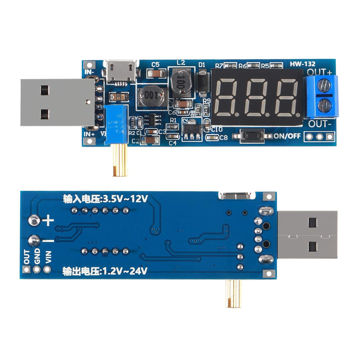 ACEIRMC 3pcs USB Buck Boost Converter 3.5V-12V to 1.2V-24V DC-DC Step Up Step Down Power Supply Module Voltage Regulator 5V to 3.3V 9V 12V 18V 24V