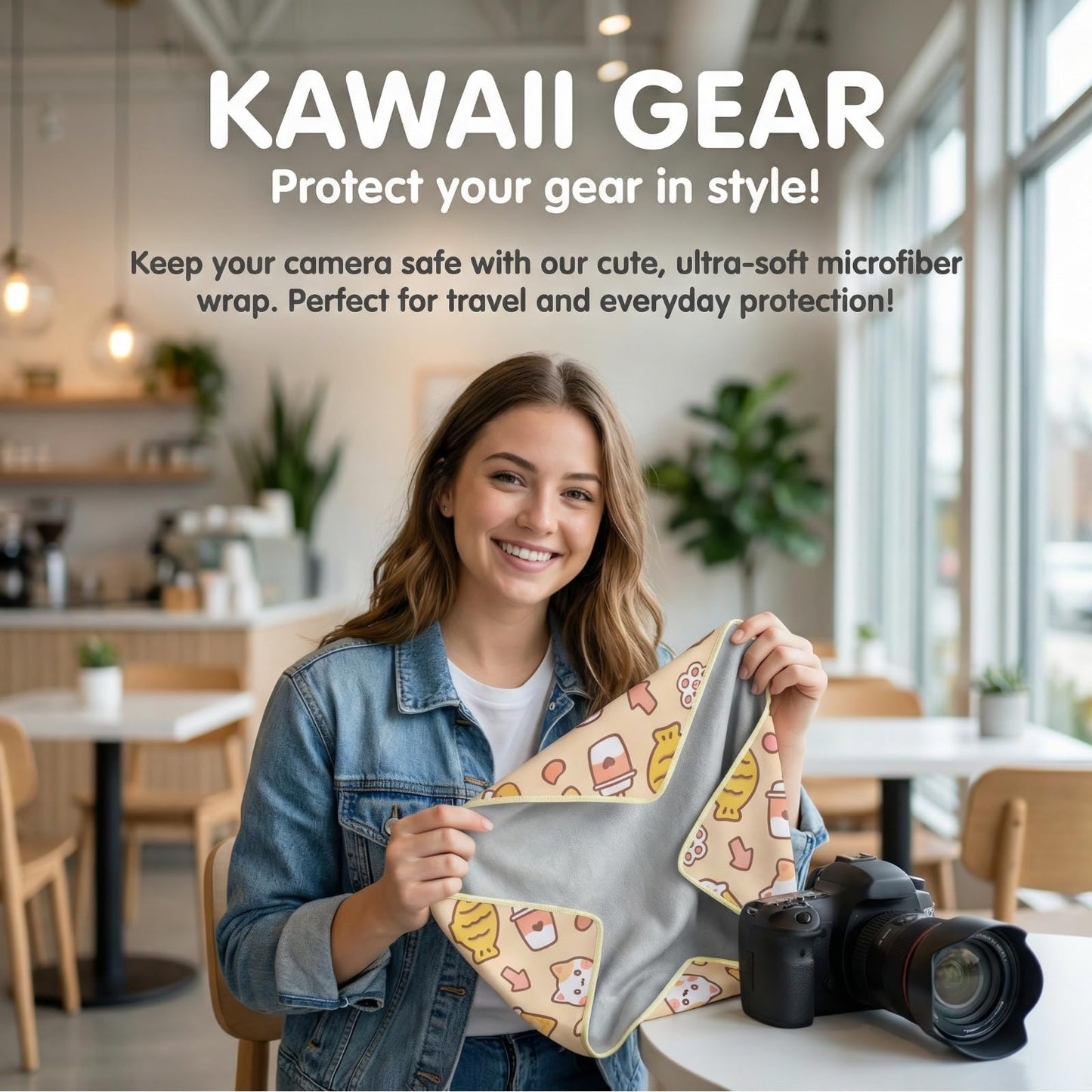 Cesqouc Self-Adhesive Magic Cloth Lens Protector Pocket Lazy Makeup Bag Stylish Travel Organizer Protective DSLR Camera Phones Tablets Accessories