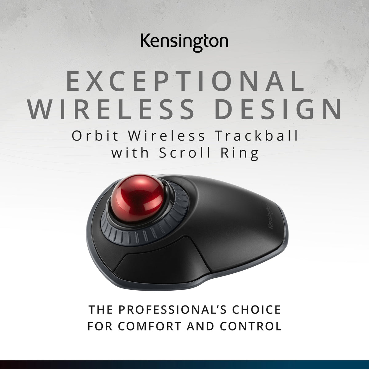 Kensington Orbit Wireless Trackball with Scroll Ring - Black-Red (K70990WW),