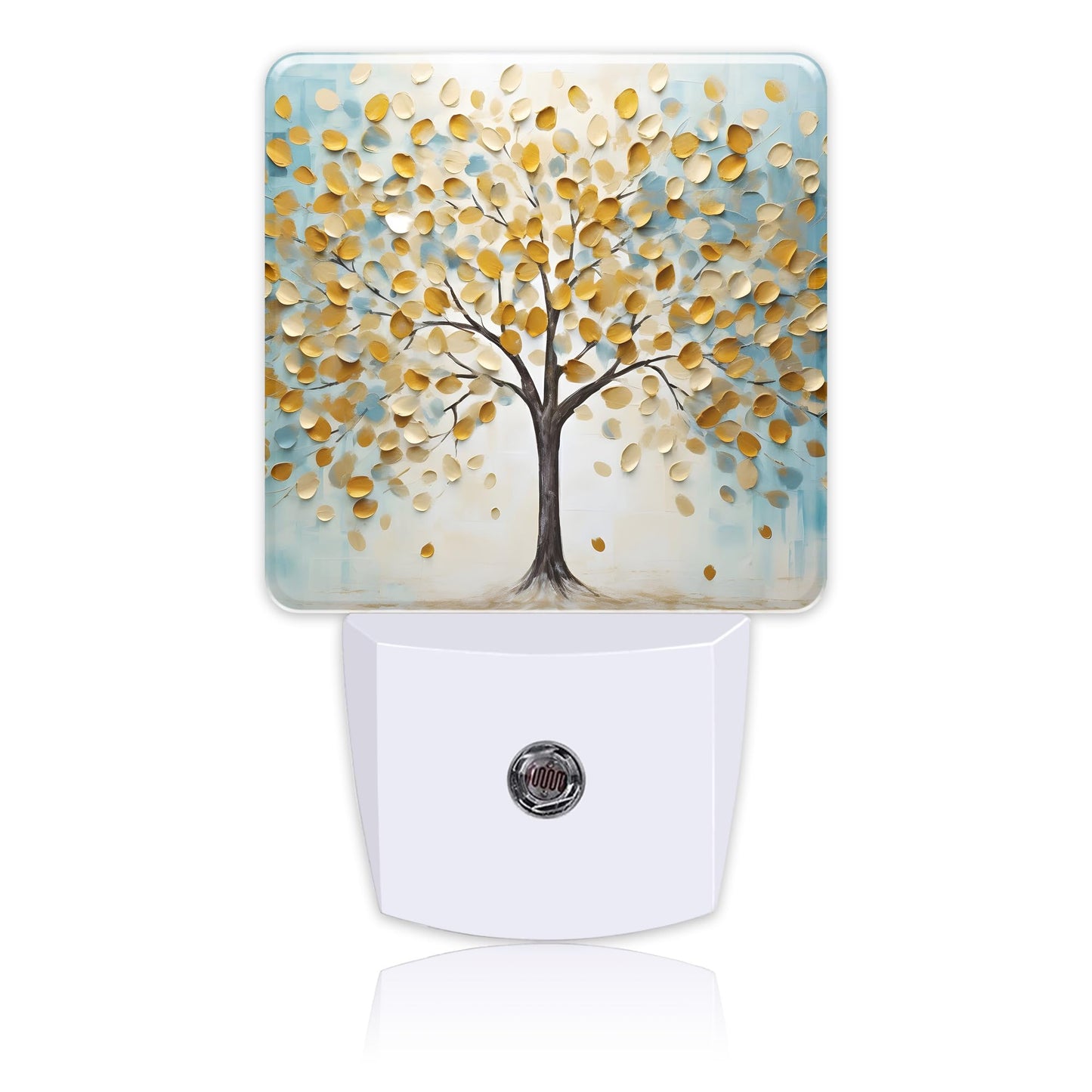 Uiaoiais Plug in Night Lights Golden Tree Of Life Oil Painting Nightlight Plug Into Wall Dusk to Dawn Sensor LED Night Light for Kid Girls Boys Women