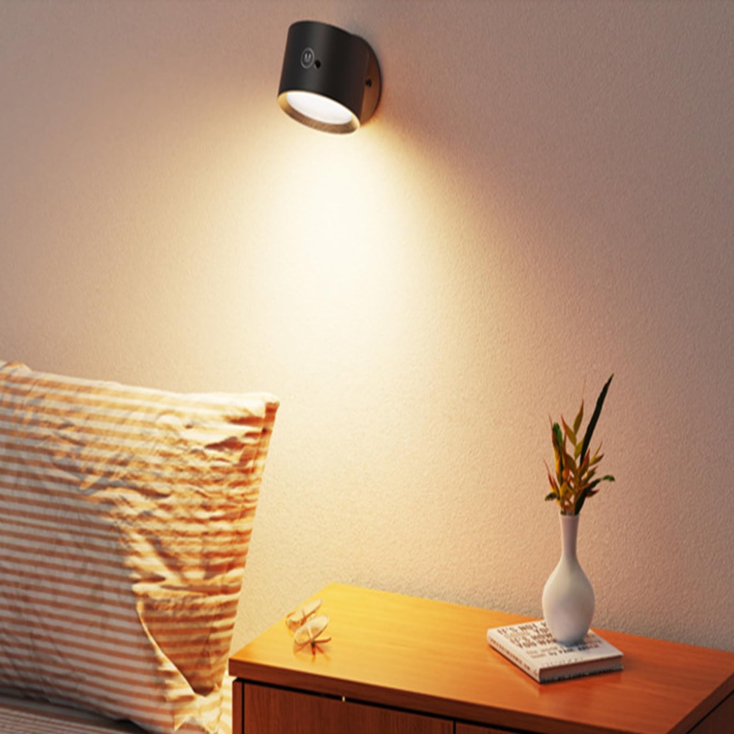 Yuewilai LED Reading Lights, Rechargeable USB Wall Mounted Sconces 3 Color Temperatures, 360° Rotate Magnetic Ball LED Wall Mounted Cordless Lamp