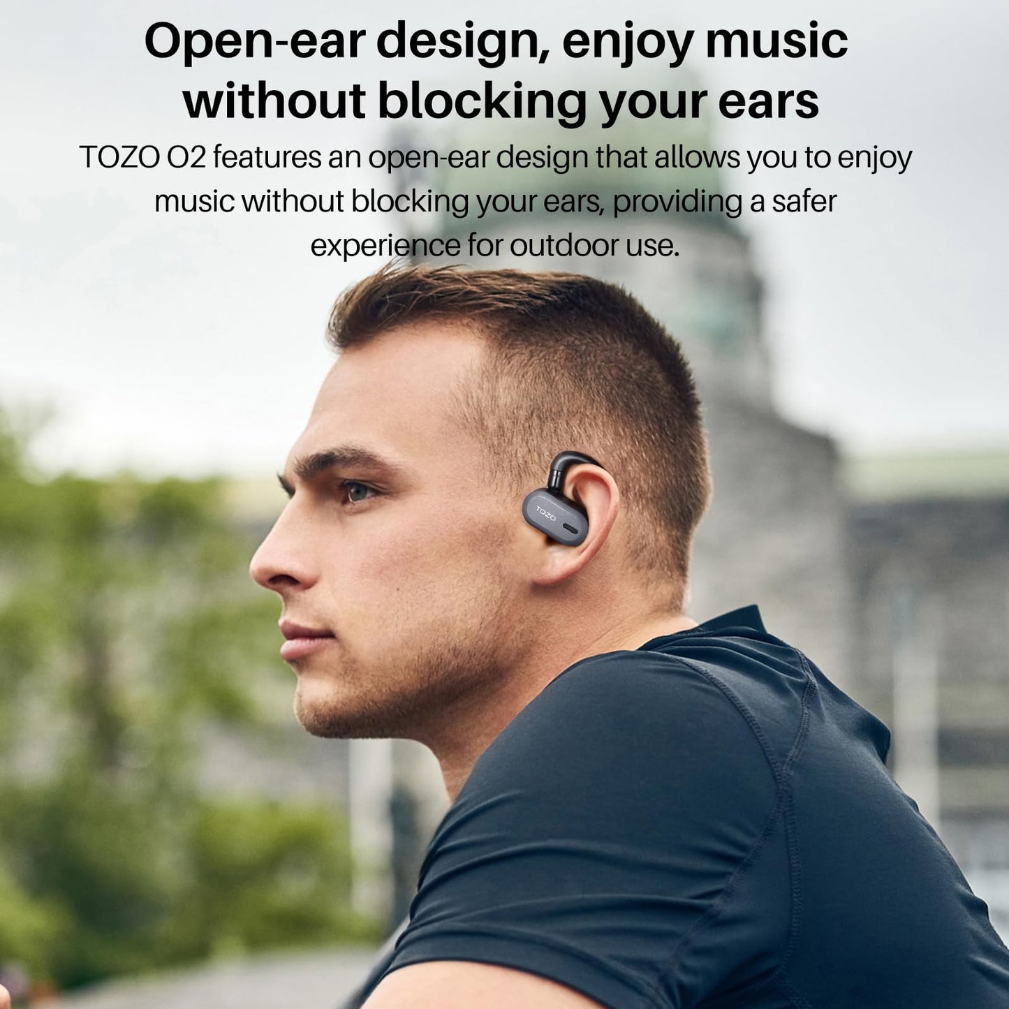 TOZO O2 True Open Ear Wireless Headphones Lightweight with Multi-Angle Adjustment, Bluetooth 5.3 Earbuds with Dual-Axis Design for Long-Lasting…