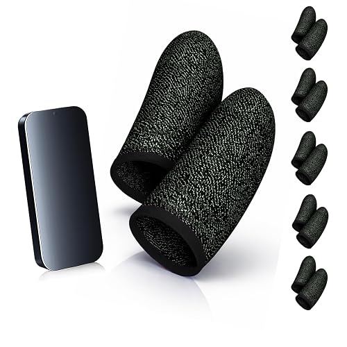 Bluradio 10 Pack Silver Fiber Gaming Finger Sleeves for Mobile Gaming