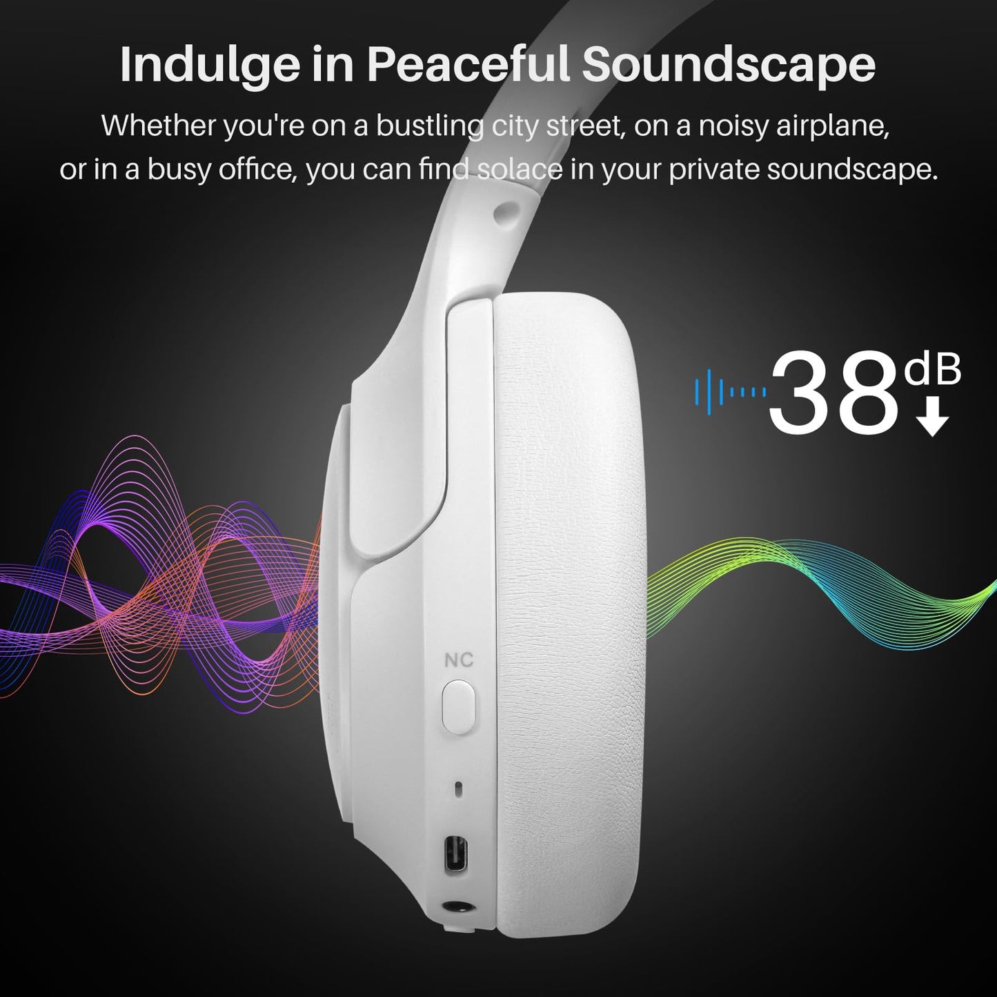 TOZO HT2 Hybrid Active Noise Cancelling Headphones, Wireless Over Ear Bluetooth Headset, 60H Playtime, Hi-Res Audio Custom EQ via App Deep Bass…