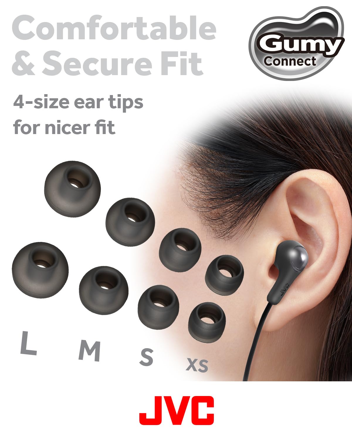 JVC Gumy Connect USB-C Wired Earbuds Headphones, Delay-Free for Videos and Gaming, Built-in DAC Reduces Noise and Improves Sound Quality, 9.2 mm