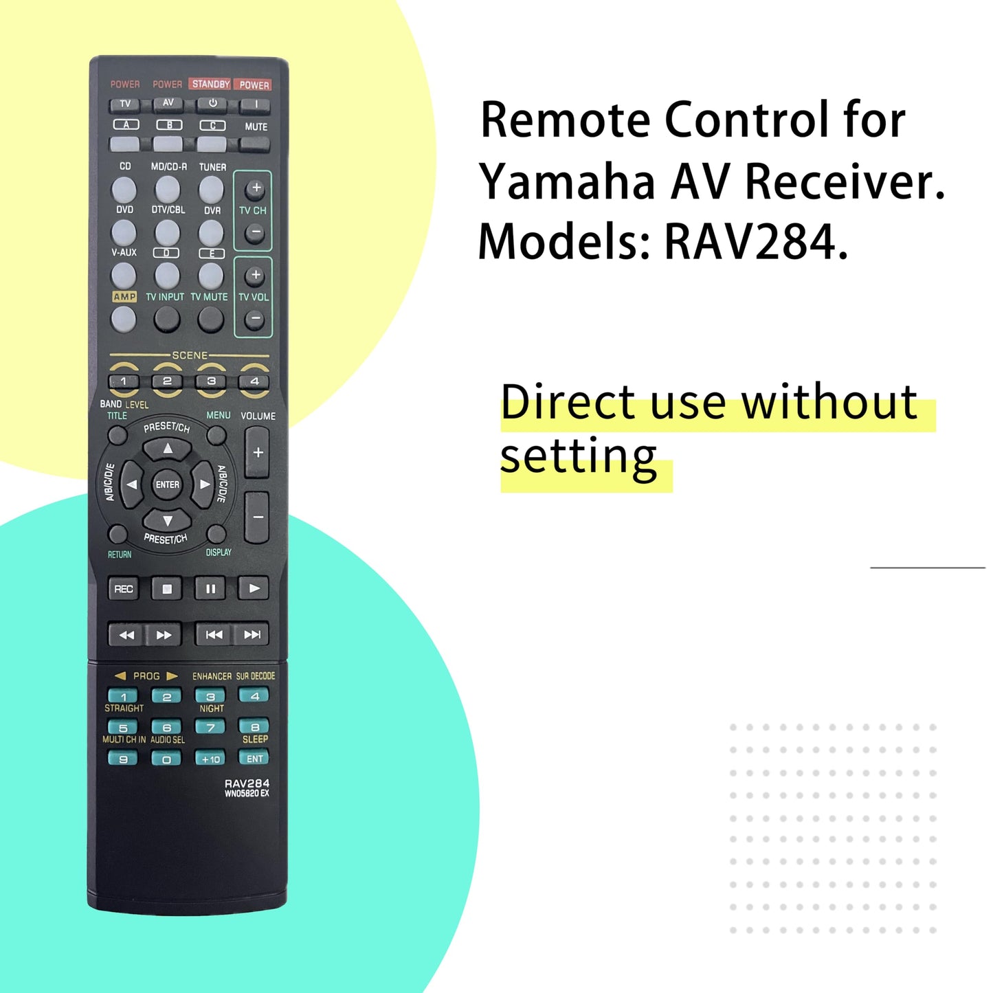 Replacement Remote Control for Yamaha RAV283 RAV284 HTR-6230 RAV285 RX-V363 RX-V365 RX-V463 RX-V563 RX-V663 HTR-6130 HTR-6140 YHT-390 YHT-690 HTR6160