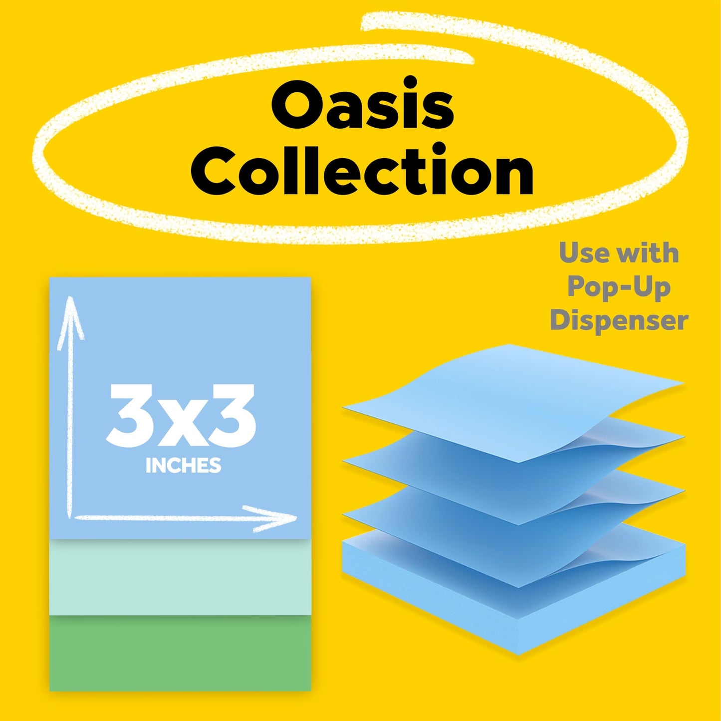 Post-it 100% Recycled Super Sticky Notes, 3 x 3 in, Oasis, 24 Pads