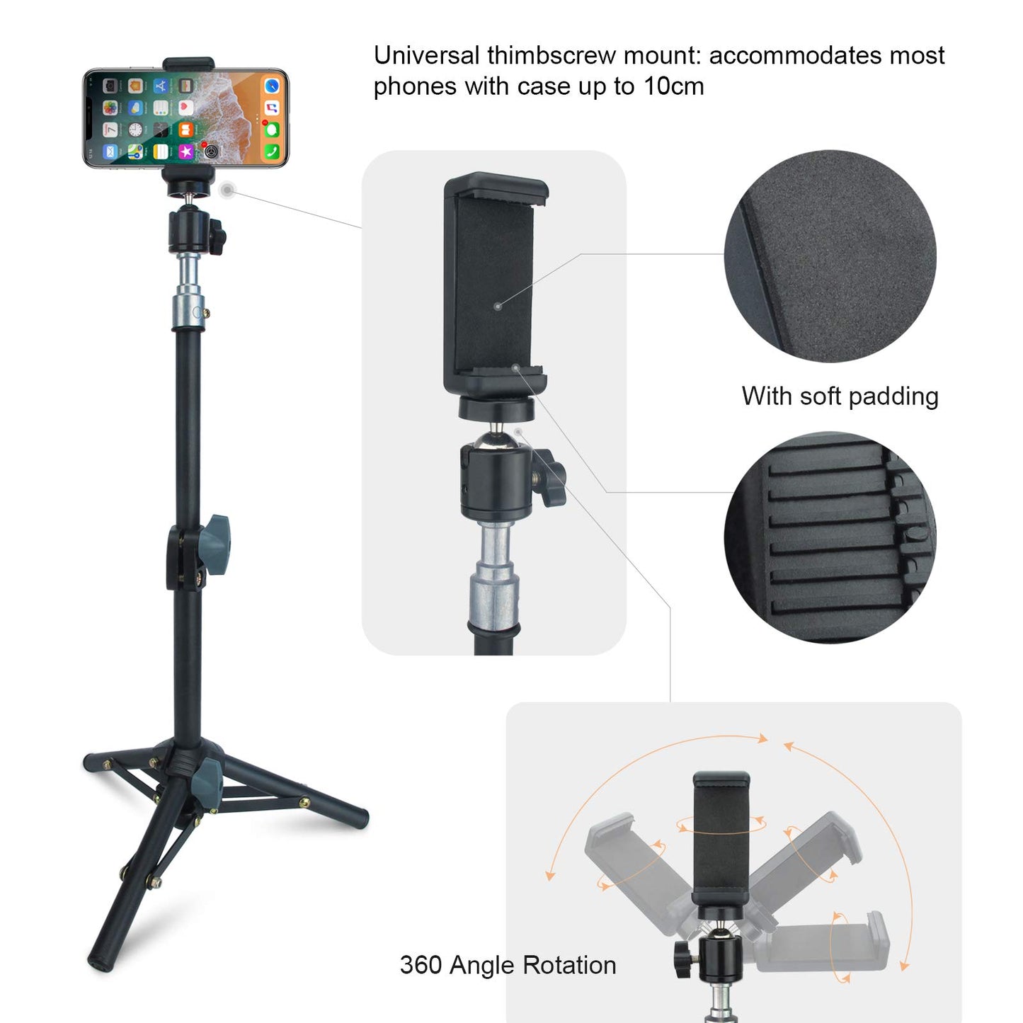 Selfie Stick & Tripod LINCO Lincostore Lightweight Portable All-In-One Phone Tripod Professional Heavy Duty for Apple & Android Smart Phone, Skidproof