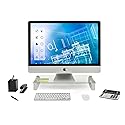 Mount-It! Glass Computer Monitor Riser and Laptop Stand | Clear Flat Screen Display Stand, Desktop Shelf and Organizer, Glass and Aluminum