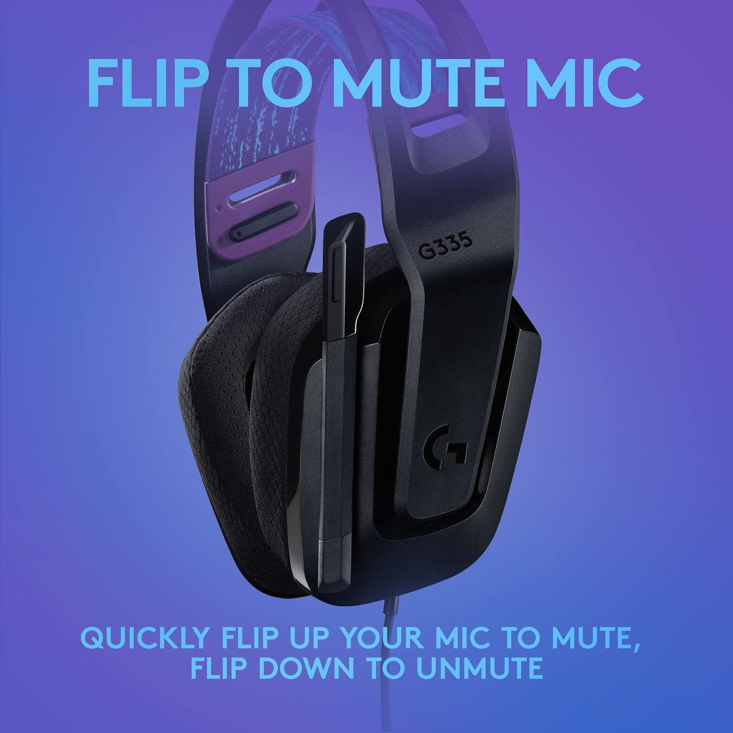Logitech G335 Wired Gaming Headset, with Flip to Mute Microphone, 3.5mm Audio Jack, Memory Foam Earpads, Lightweight, Compatible with PC, Playstation