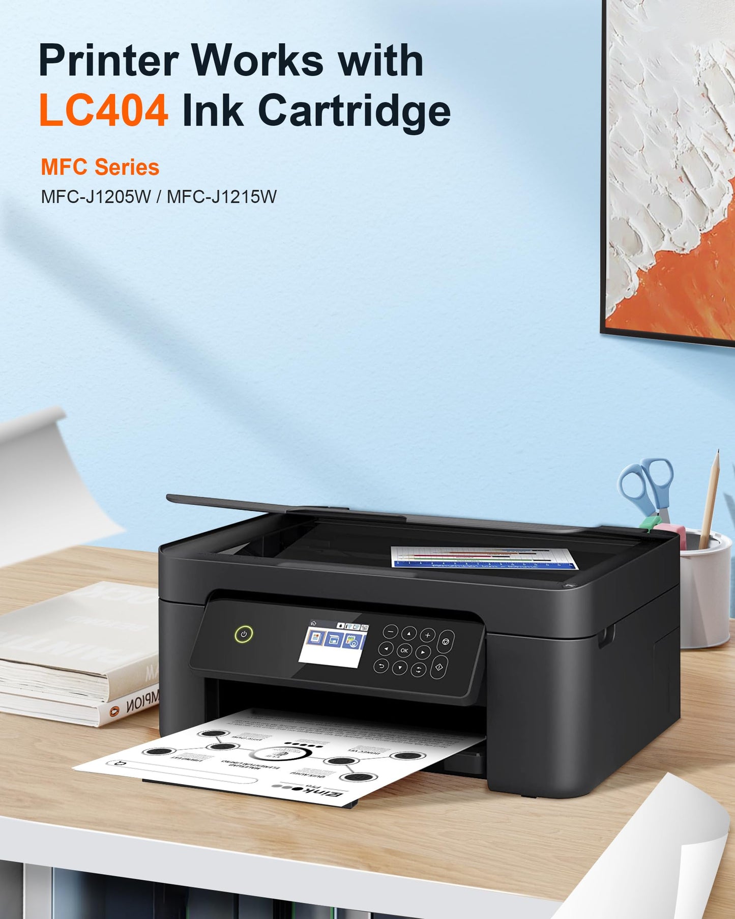 E-Z Ink Pro Compatible Ink Cartridges Replacement for Brother LC 404 Black LC404 BK LC404BK LC404 Ink Cartridges to use with Brother MFC-J1205W
