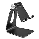 Bidponds Adjustable Aluminum Alloy Cell Phone Stand,Desktop Metal Phone Holder,Smartphone Cradle,Black