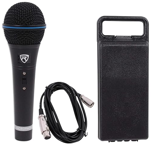 Rockville RMM-XLR Super Cardioid Dynamic Microphone, 600 Ohm, Metal Body, On/Off Switch, 10ft XLR Cable, Black Finish, for Live Performances and