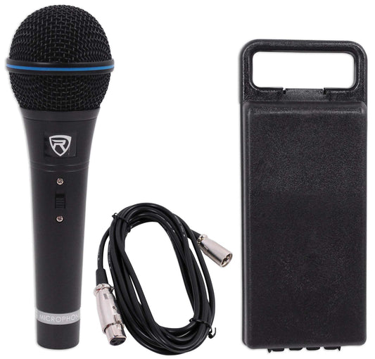 Rockville RMM-XLR Super Cardioid Dynamic Microphone, 600 Ohm, Metal Body, On/Off Switch, 10ft XLR Cable, Black Finish, for Live Performances and