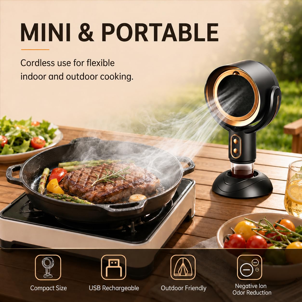 PuffHide Portable Smoke Purifier for Indoor Smoking with 2-Speed Exhaust Fan, Adjustable Angle Compact Cleaner for Kitchen Cooking, BBQ & Indoor Use