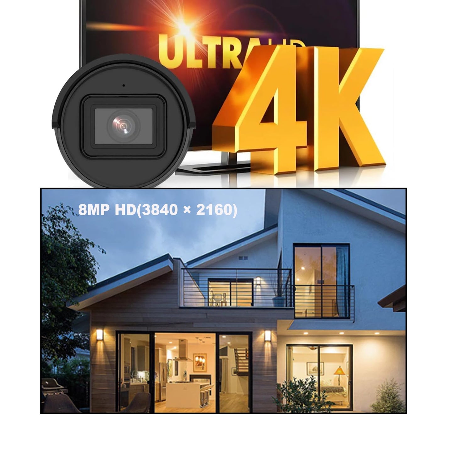 4K 8MP DS-2CD2083G2-I 2.8mm Hik AcuSense PoE Bullet IP Camera Outdoor Indoor, Human/Vehicle Detection, H.265+, IP67 Waterproof, 131ft Night Vision