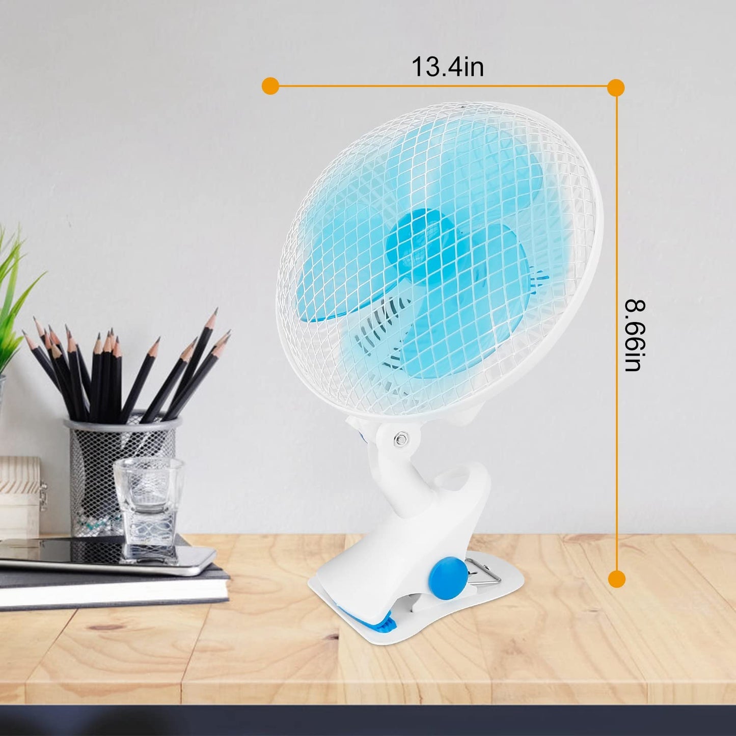 iMounTEK Clip On Fan 2 Speeds Table Fan Quiet Clamp Fan Adjustable Tilt Auto Shaking Fan Wall Mount Personal Fan For Desk Office Home Baby Strollers